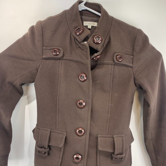 Liquid Women's Mocha Brown Fall Business Peacoat USA Made 6 - Picture 2 of 6